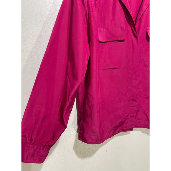 SK and company VTG utility shirt peasant sleeve pink business casual women's 12 - Picture 3 of 5